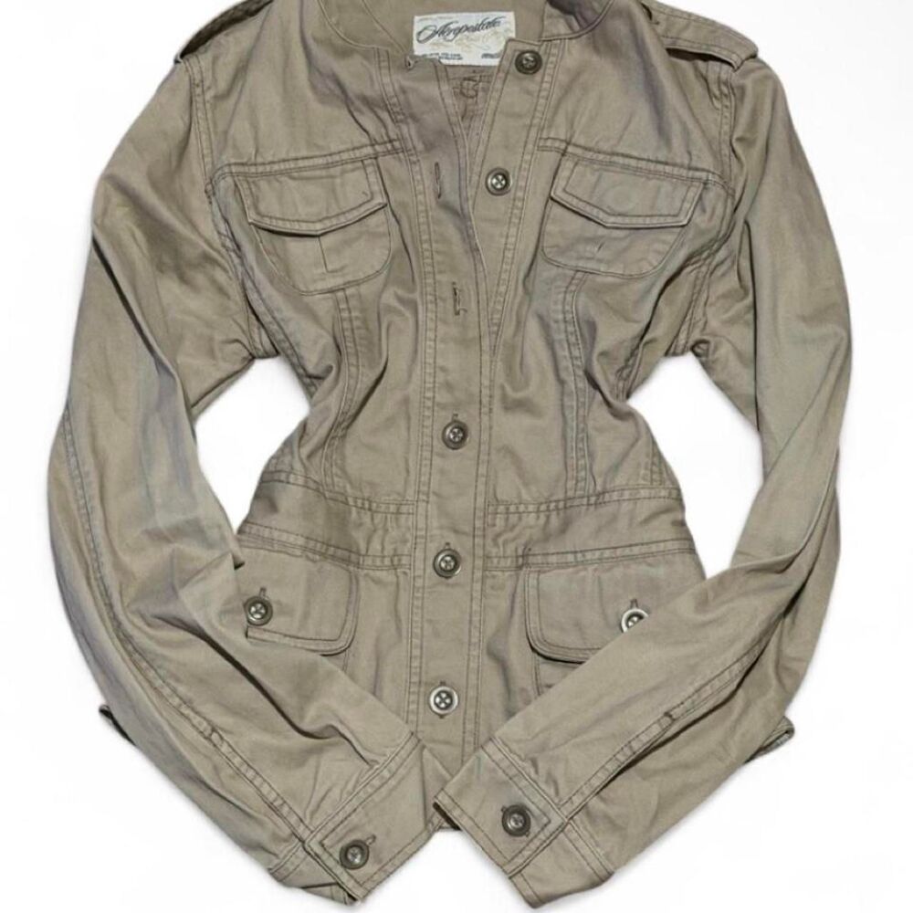 Vintage Y2K Aeropostale Khaki Utility Cargo Jacket Size Medium